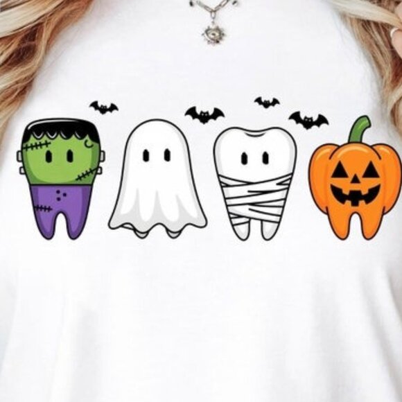Dental Halloween Shirt, Halloween Teeth Shirt - Picture 2 of 3